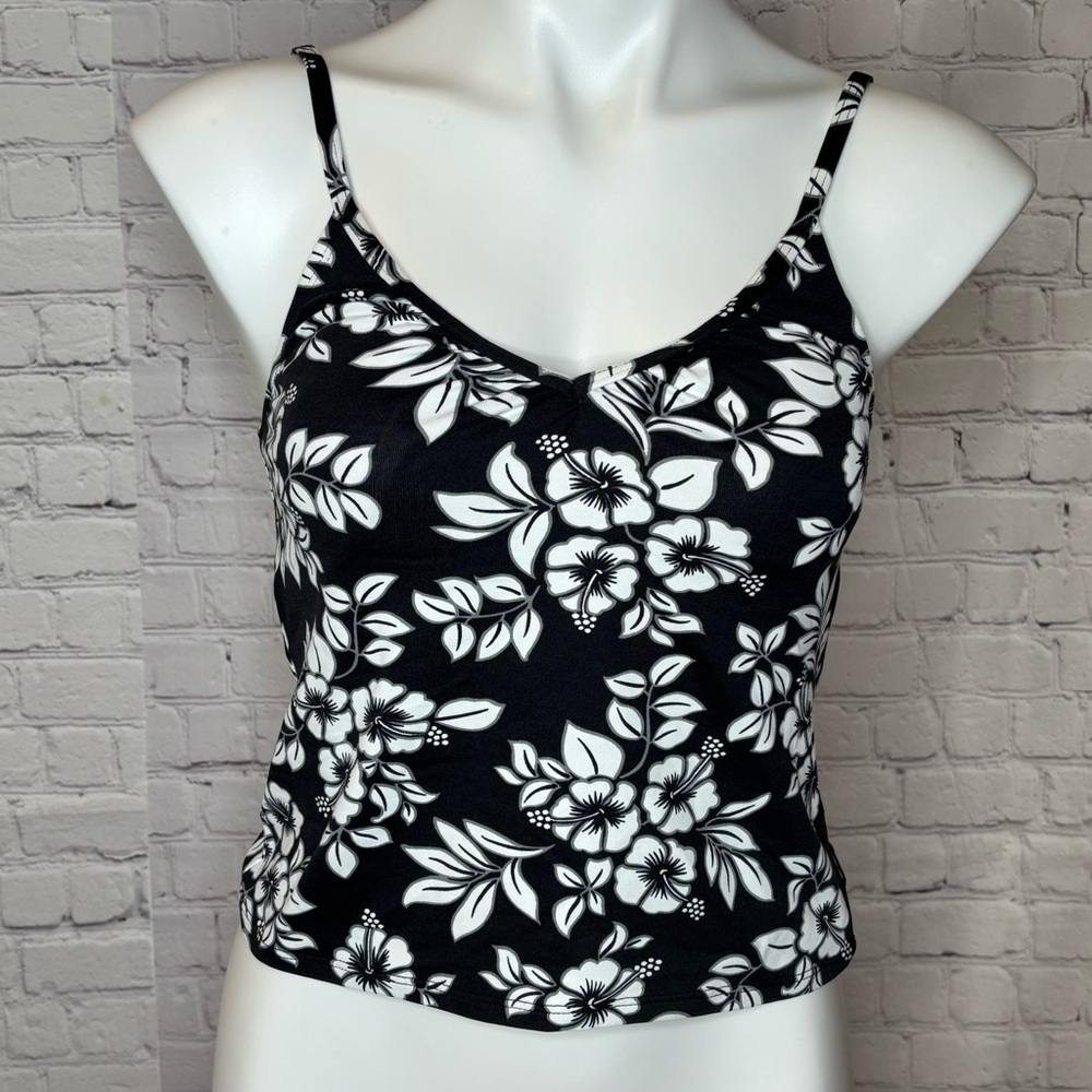 Jantzen Light Gray and White Swimwear Tankini Set Size M